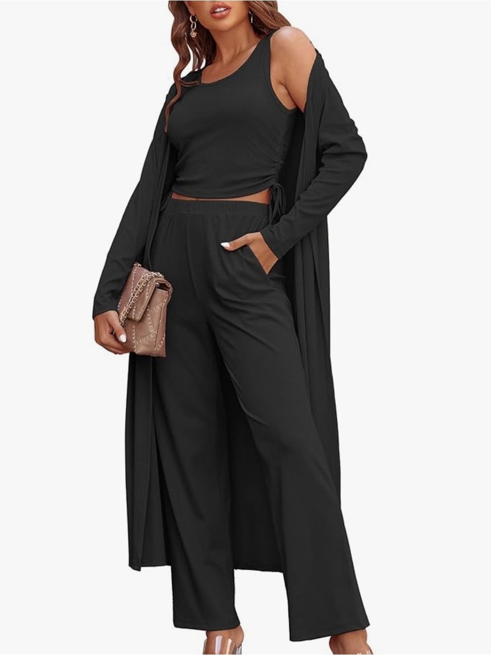 Women's Black 3-Piece Lounge  Set